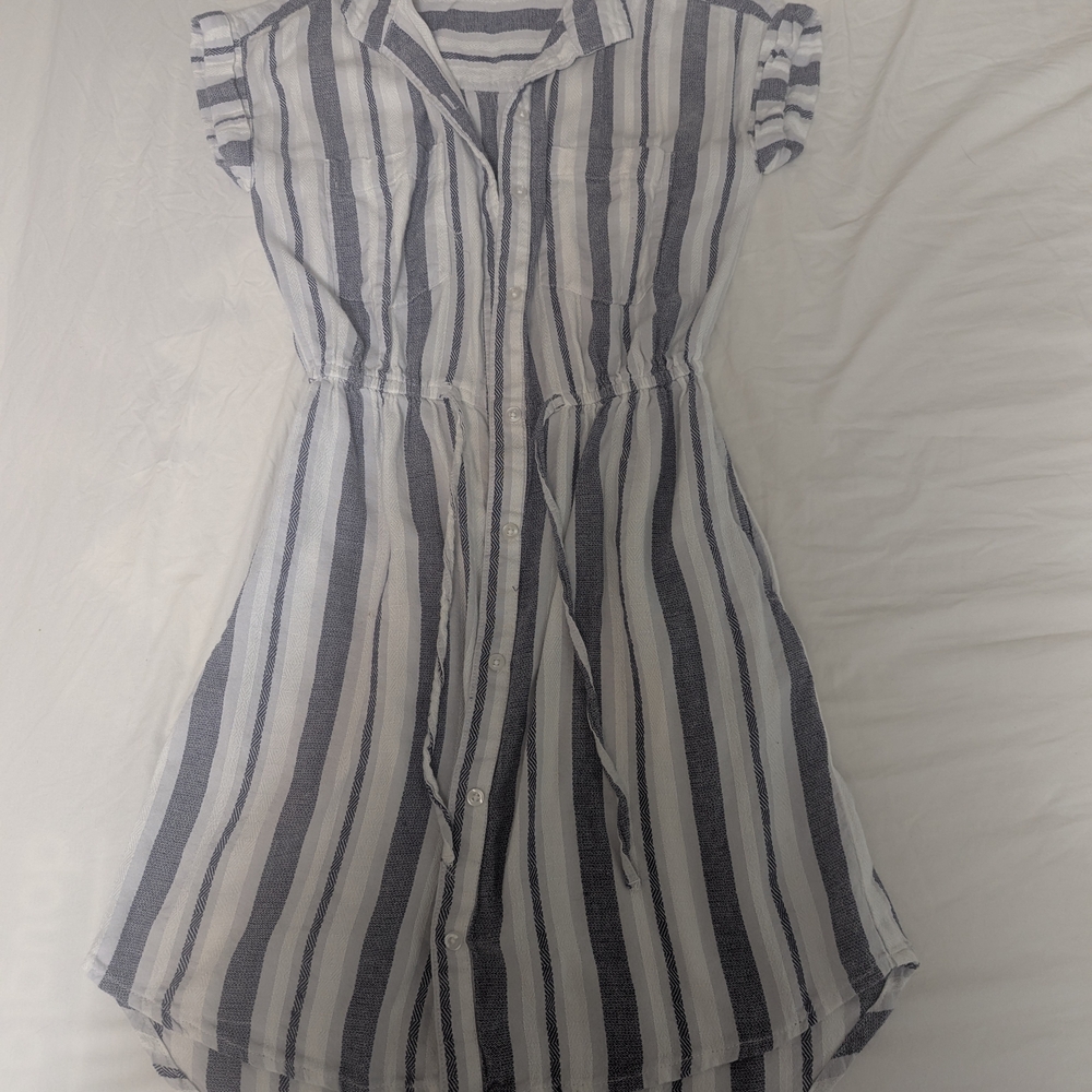 Japna Navy and White Striped Midi Dress